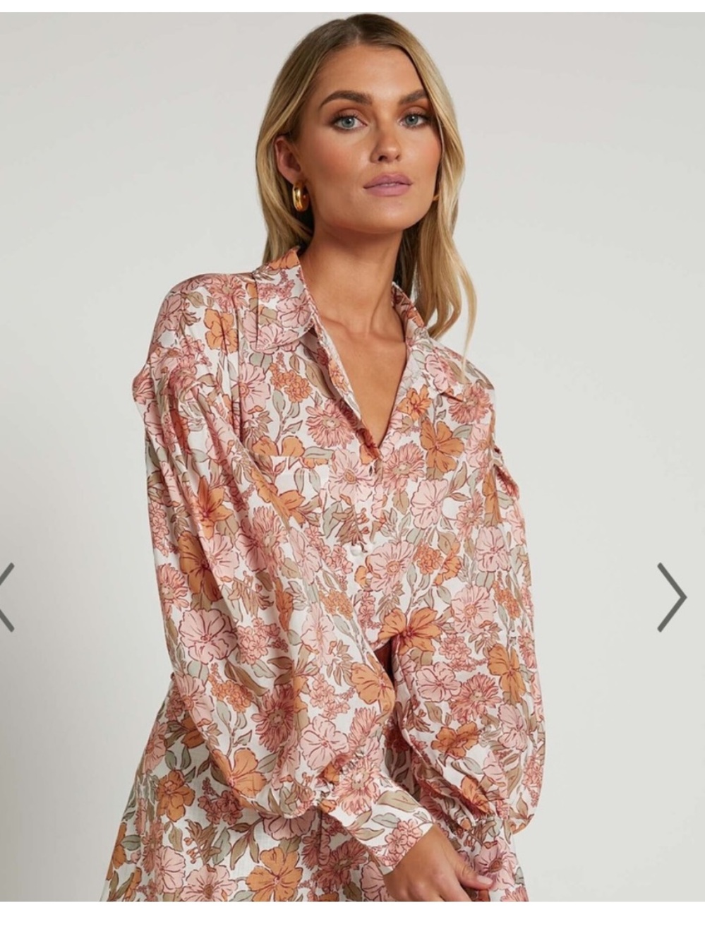 AMALIE the label Wildflower floral balloon sleeve button front blouse